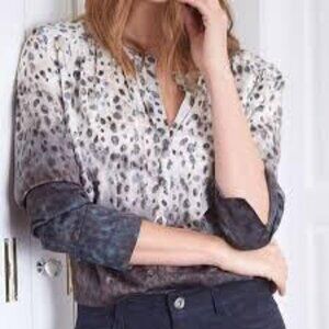 Ombre Animal Print Blouse- Ecru Hepburn Silk Top